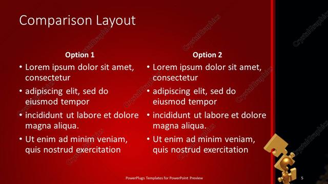 Comparison presentation slide layout