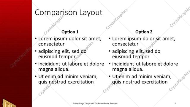 Comparison presentation slide layout
