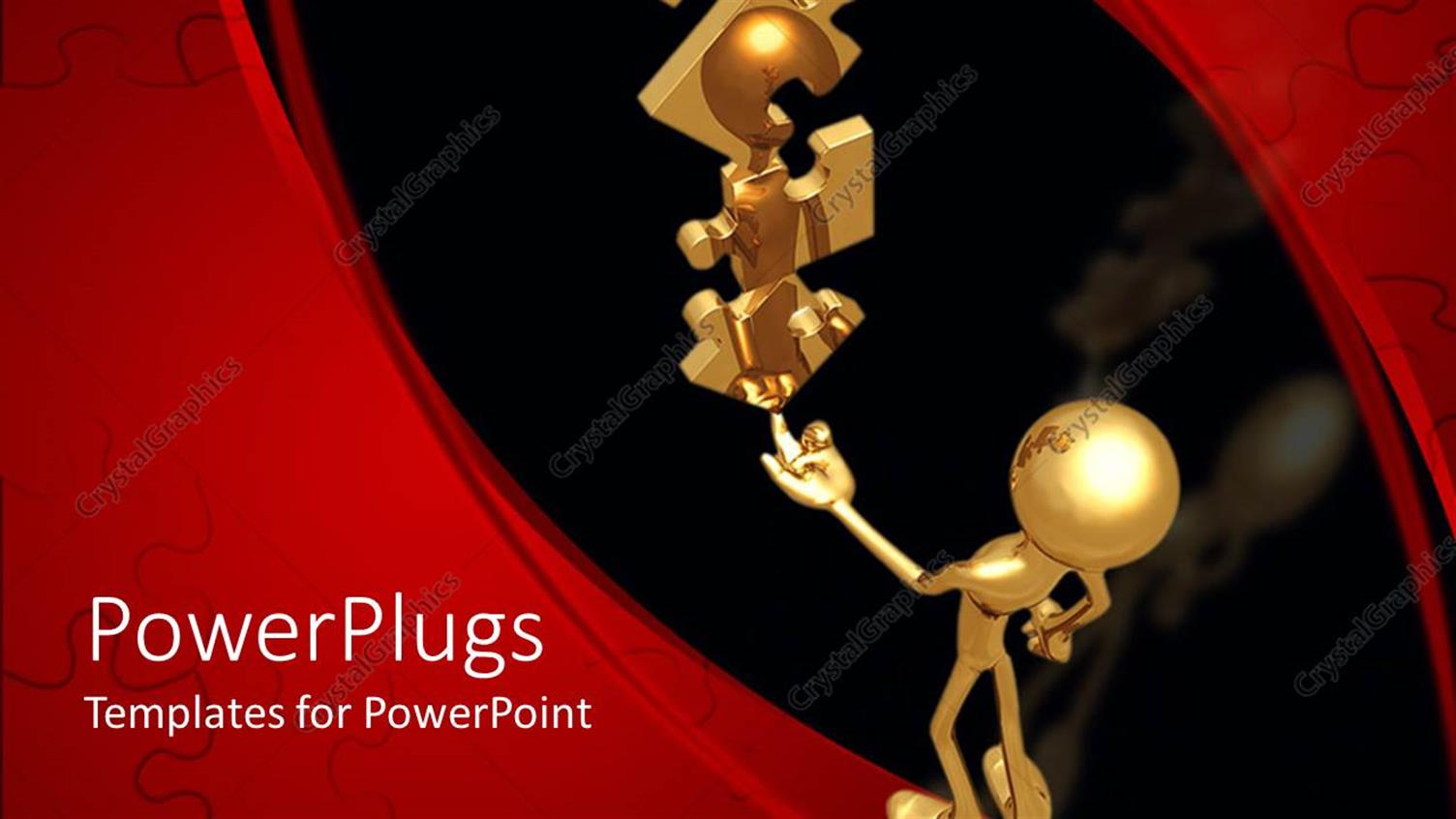 Featuring 3D Graphics of a Gold Colored Human Holding Up Puzzle Pieces