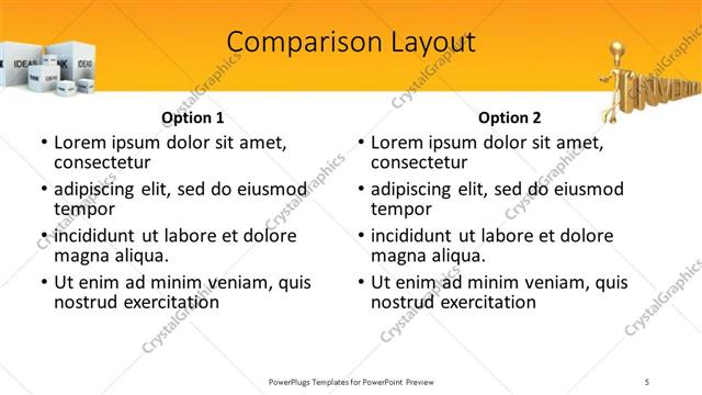 Comparison presentation slide layout
