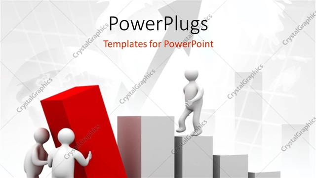  Presentation with growth human - 3D graphics of a human character climbing some white bars
