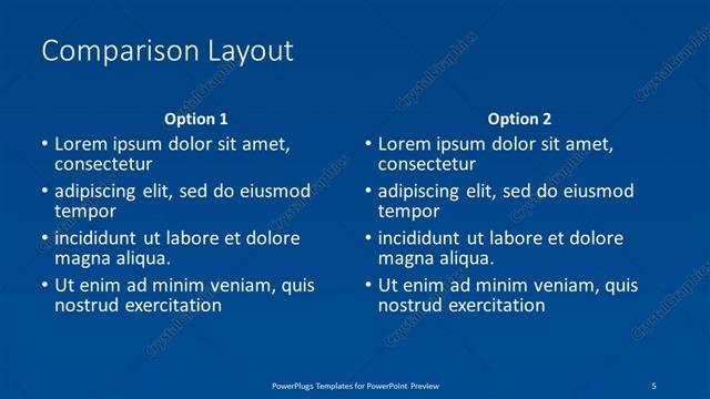 Comparison presentation slide layout