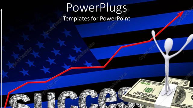  Presentation with graphics - 3D graphics of a human character standing on a stack of dollar bills