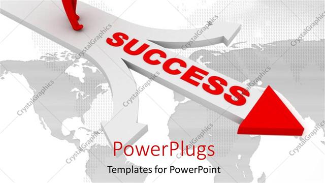  Presentation with graphics - 3D graphics of a human character walking on a three headed arrow