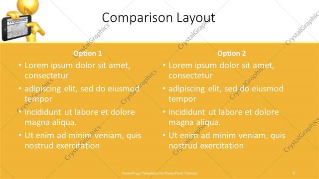 Comparison presentation slide layout