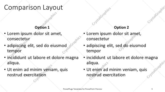 Comparison presentation slide layout