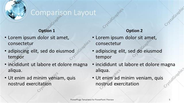 Comparison presentation slide layout