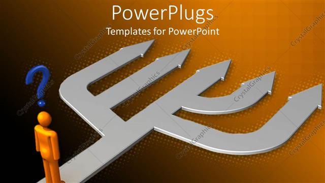  Presentation with graphics - 3D graphics of a large garden fork with a human character standing on it