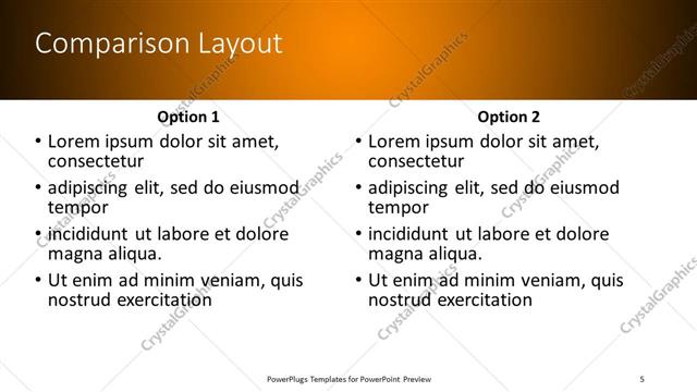 Comparison presentation slide layout