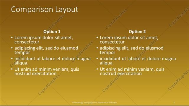 Comparison presentation slide layout