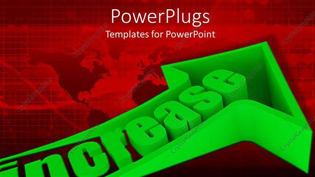  Presentation with graphics - 3D graphics of a large green arrow with a text which spells out the word 