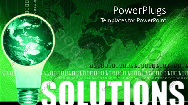  Presentation with green globe - 3D graphics of a large green globe in a bulb