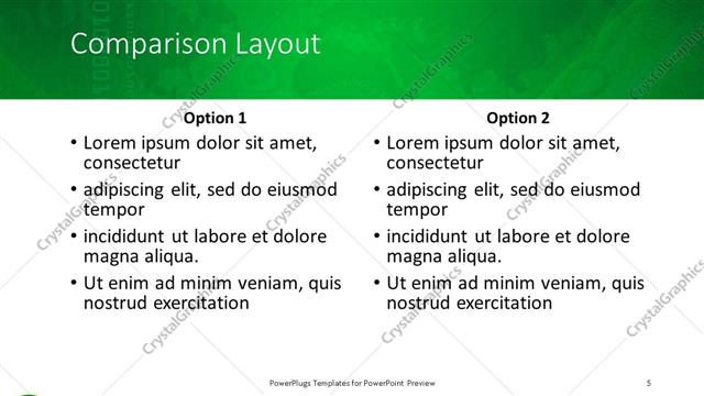 Comparison presentation slide layout