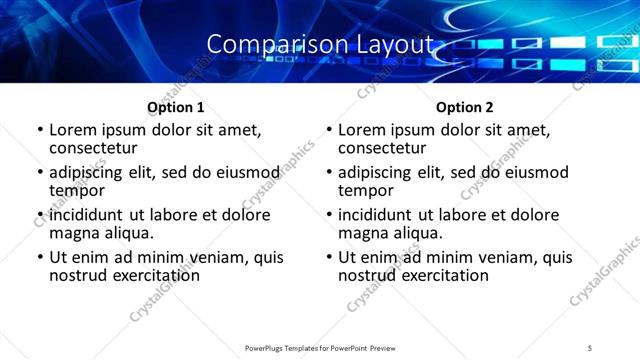 Comparison presentation slide layout