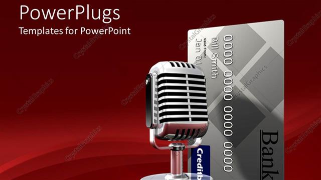  Presentation with atm - 3D graphics of a large microphone beside an atm card