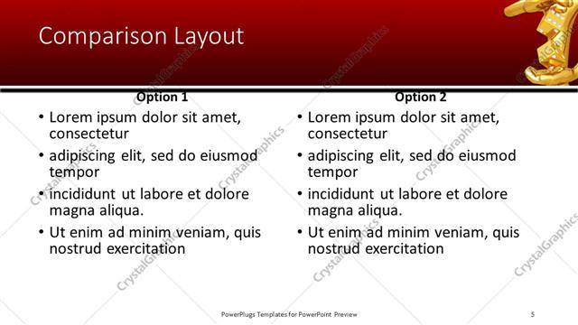 Comparison presentation slide layout