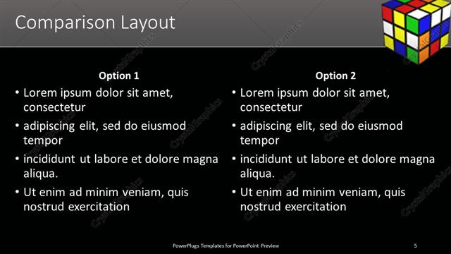 Comparison presentation slide layout