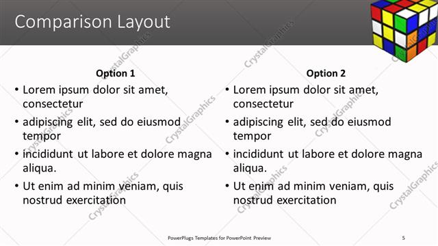 Comparison presentation slide layout