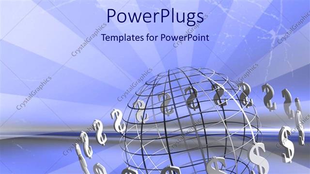  Presentation with graphics - 3D graphics of a large transparent silver globe with dollar symbols round it