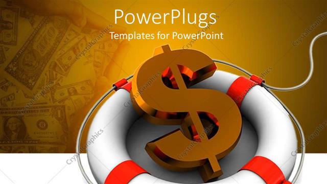  Presentation with life saving - 3D graphics of a life boat with a large dollar sign