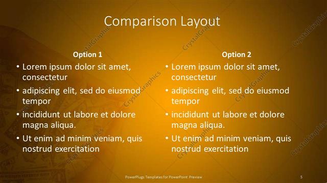 Comparison presentation slide layout