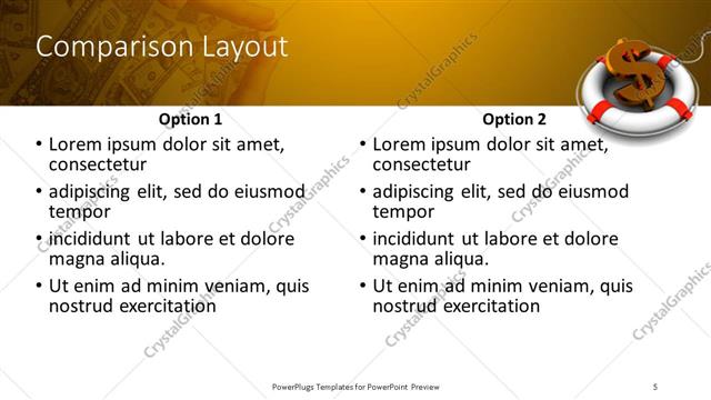 Comparison presentation slide layout