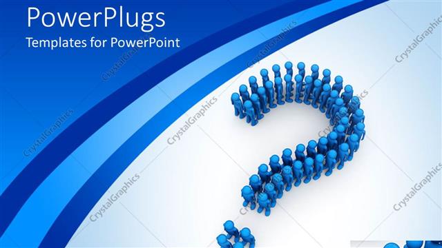  Presentation with graphics - 3D graphics of lots of blue colored humans forming a large question mark