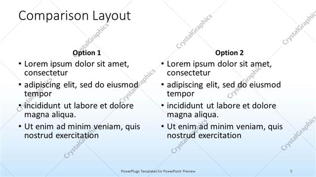 Comparison presentation slide layout