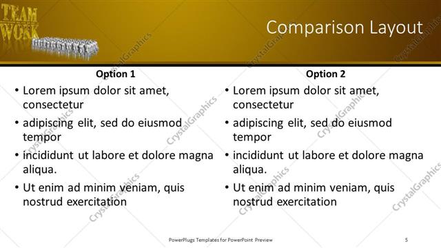 Comparison presentation slide layout
