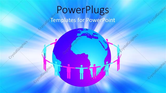  Presentation with connection - 3D graphics of lots of people standing round a globe