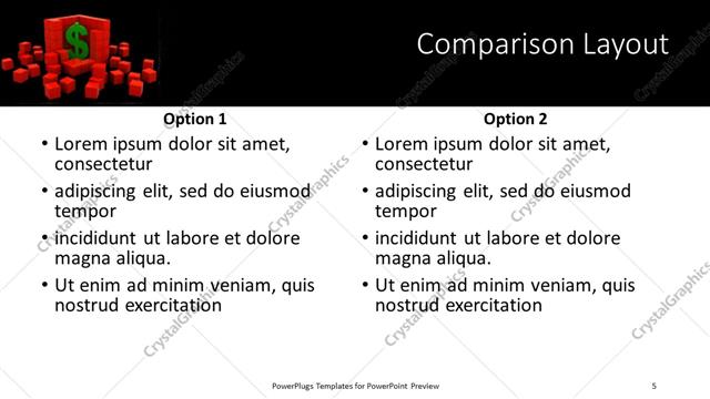 Comparison presentation slide layout