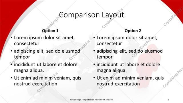 Comparison presentation slide layout