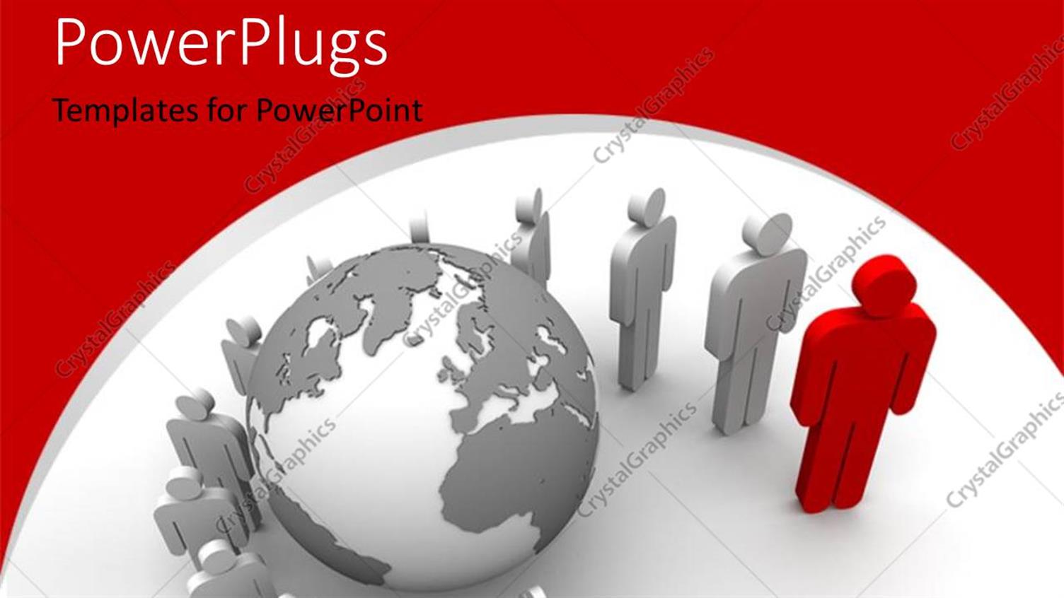 Featuring 3D Graphics of Lots of White Colored Human Characters Standing Round a Globe