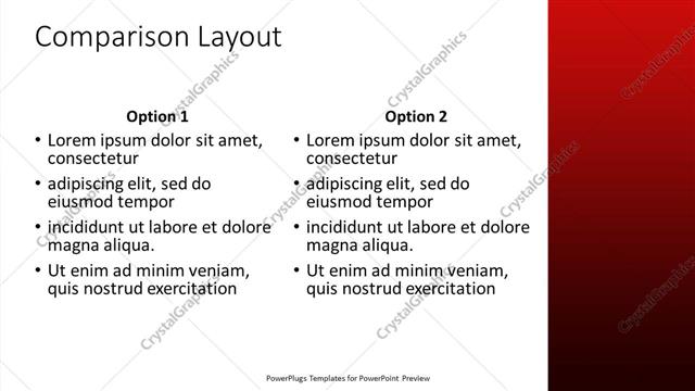 Comparison presentation slide layout
