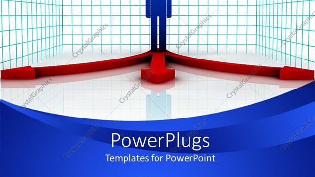  Presentation with choice - 3D graphics of  a ma standing on center of three red arrows