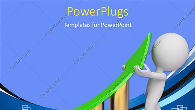  Presentation with graphics - 3D graphics of a man holding a green arrow on some bars