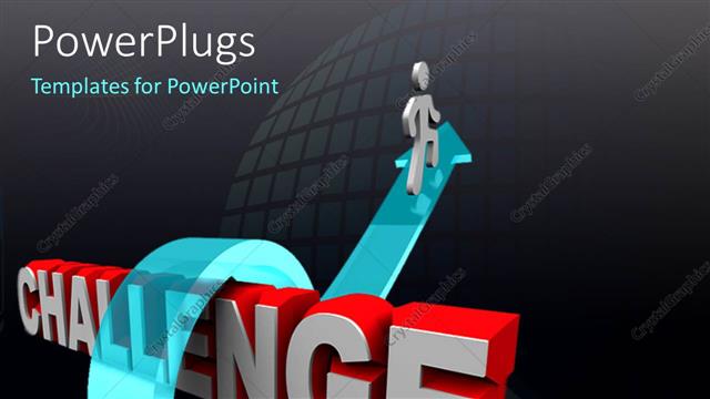  Presentation with walking - 3D graphics of a man walking on a blue arrow and a text?