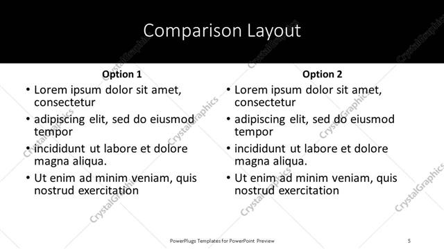 Comparison presentation slide layout
