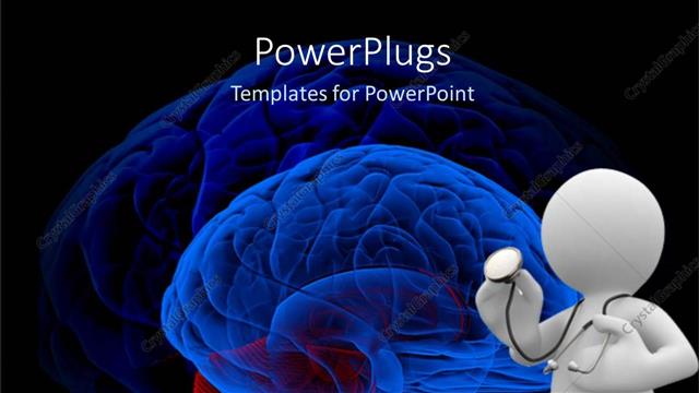  Presentation with science - 3D graphics of a man wearing a stethoscope and a multi colored brain