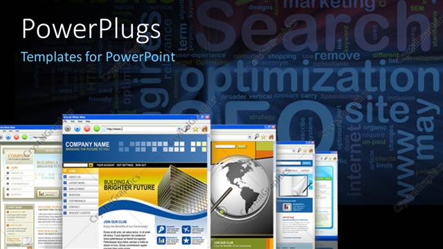  Presentation with graphics - 3D graphics of many screens with lots of images