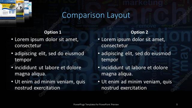 Comparison presentation slide layout