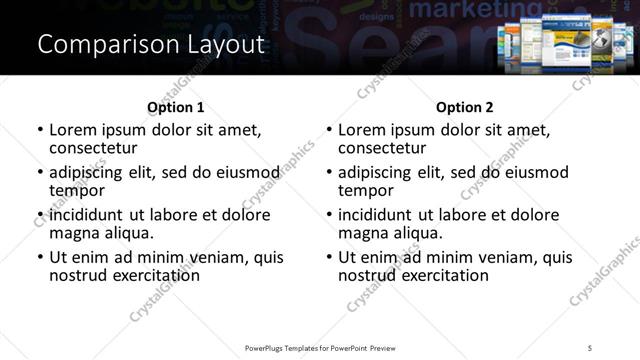 Comparison presentation slide layout