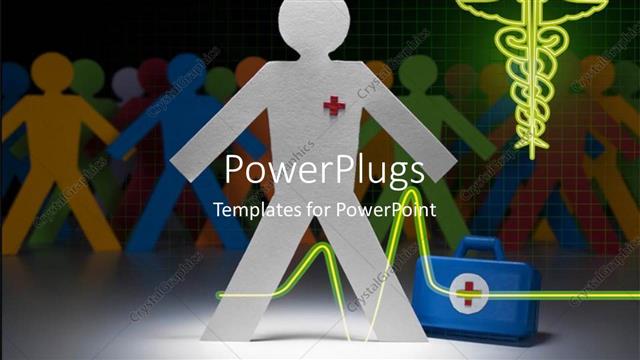  Presentation with paper - 3D graphics of a paper cut  man standing in front of some others