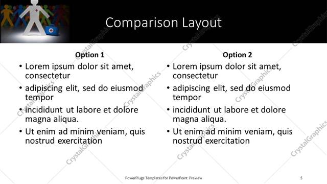 Comparison presentation slide layout