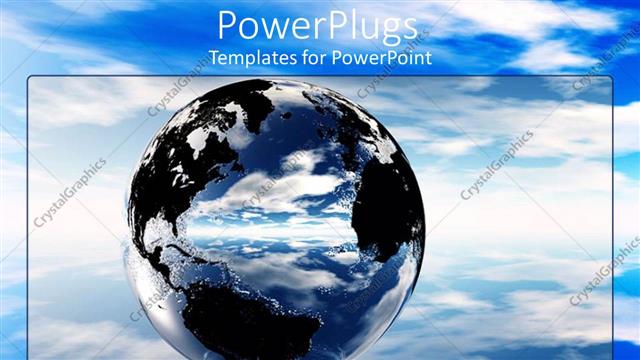  Presentation with graphics - 3D graphics pf a large clear globe in a clear blue sky background