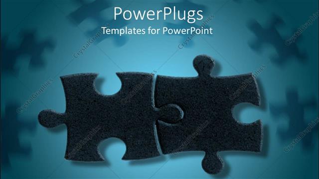  Presentation with together puzzle pieces - 3D graphics pf two black puzzle pieces joined together