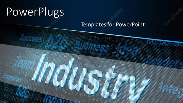  Presentation with industry - 3D graphics of a screen with lots of business related text