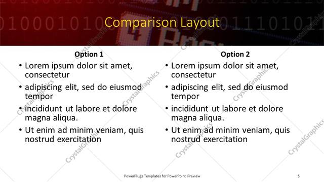 Comparison presentation slide layout