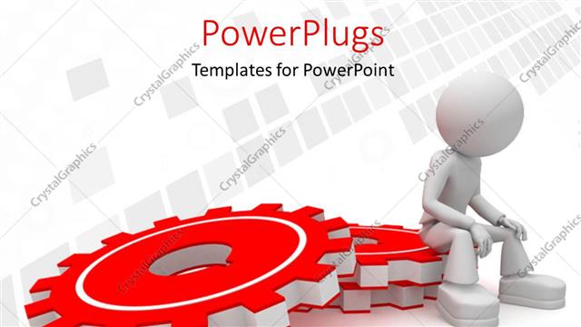  Presentation with gears - A 3D graphics sitting on a stack or red gears
