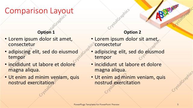 Comparison presentation slide layout